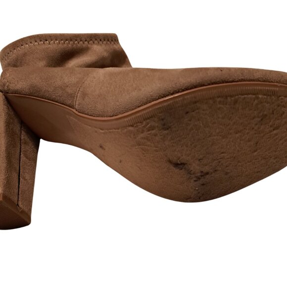 Heart in D Women's Shoe Beige Peep Toe booties Block Heel Size 10 - Picture 5 of 5